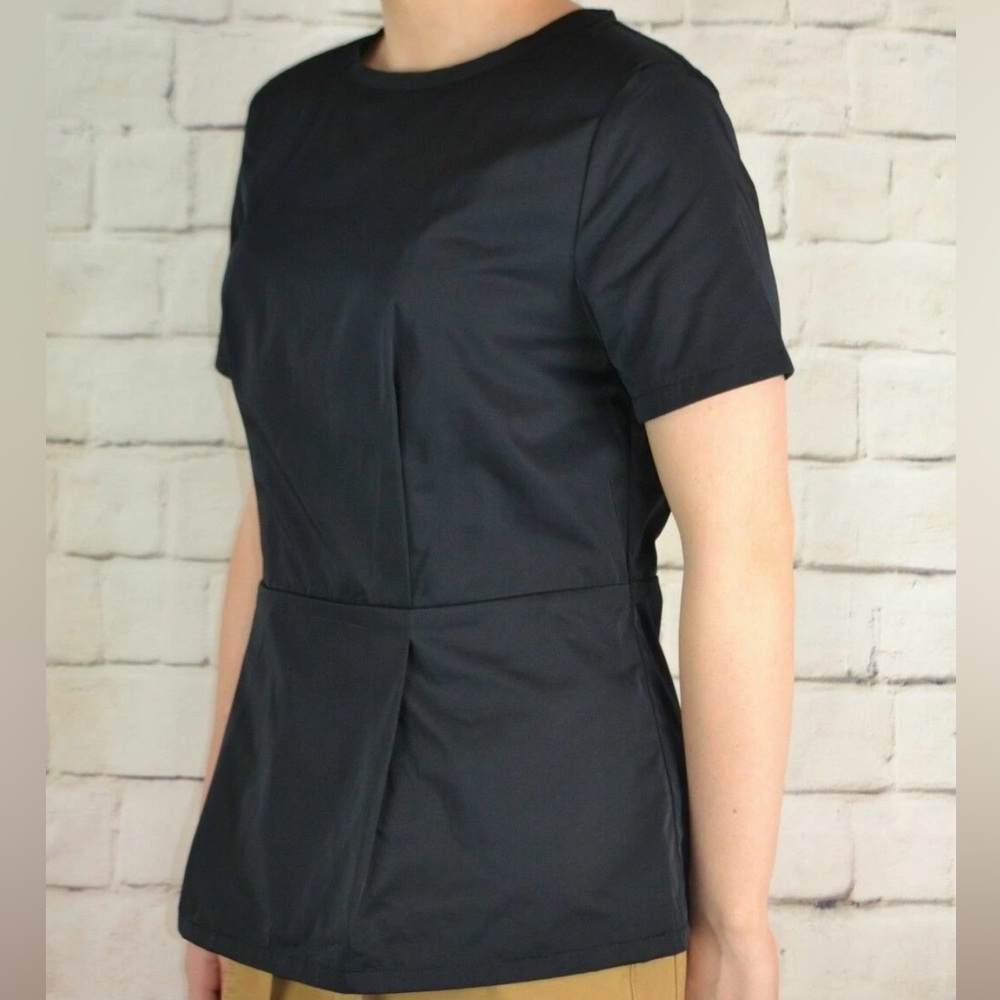 Next UK Black Breathable Short Sleeve Peplum Desk-to-Dinner Top UK 10/US 6